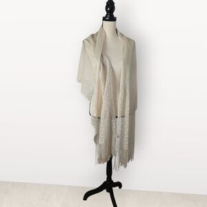 A.W. 5th Ave Cream Fringed Wrap Shawl